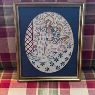 Virgin Mary - Framed Needlepoint
