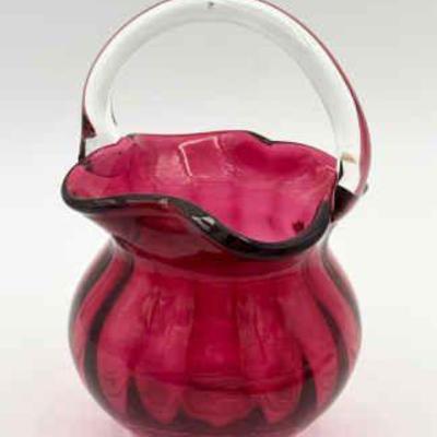 Pilgrim Art Glass Cranberry Basket
