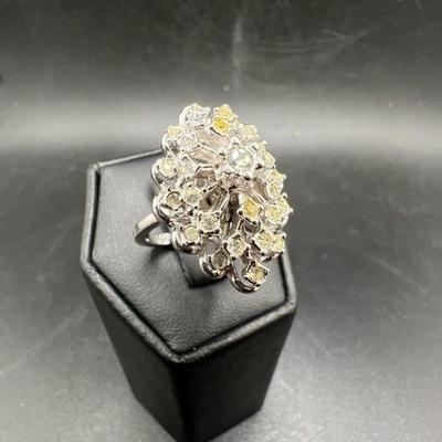 Large Sparkling 18KT HGE Cocktail Ring
