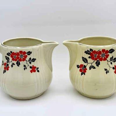 (2) Hall's Superior Quality Kitchenware Red Poppy pitchers
