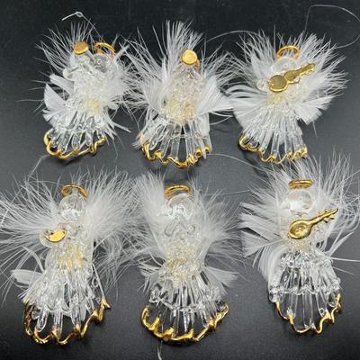 (6) Spun Glass Angel Christmas Ornaments
