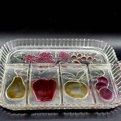 vintage Indiana Glass "Rainbow Mist" 5-part divided relish tray
