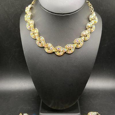 Vintage Aurora Borealis Rhinestone Necklace & Bracelet

