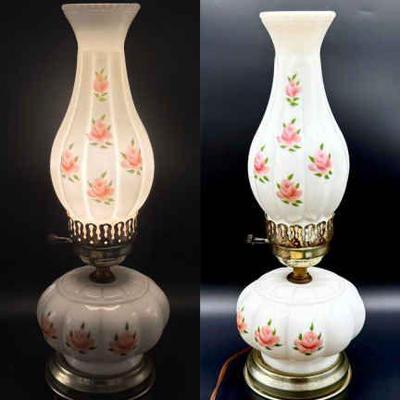 Milk Glass Electrified Oil Lamp
