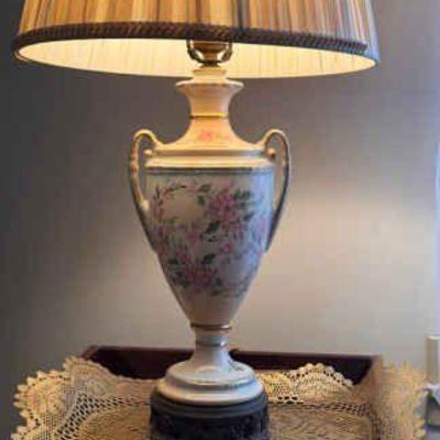(2) Floral Glass Based Lamps
