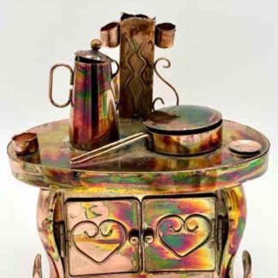 Vtg Copper Tin Metal STOVE Retro WIND UP MUSIC BOX My Favorite Things
