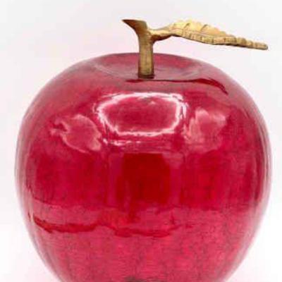 Huge Red Crackle Glass Apple
