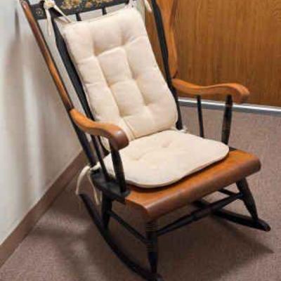 Hitchcock Style Rocking Chair With Cushions
