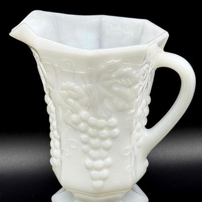 Milk Glass Anchor Hocking Paneled Grape Pitcher
