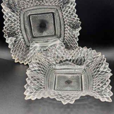 (2) Indiana Diamond Point Ruffle Candy Dishes
