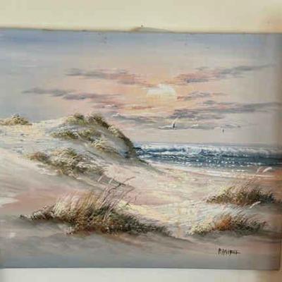 Signed P. Amoyal Beach Painting
