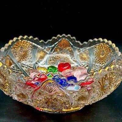 IMPERIAL GLASS OHIO -Daisy & Button Gold Accents With Filler
