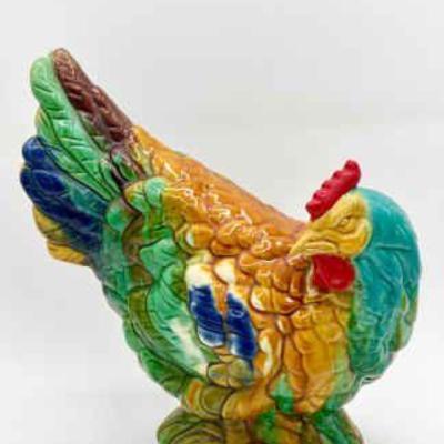 Majolica Style Colorful Rooster
