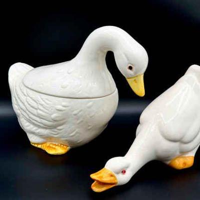 (2) Goose Figurines
