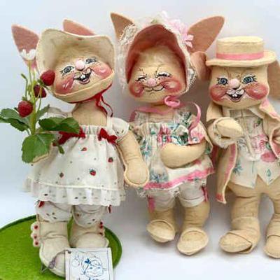 (3) Annalee Spring Rabbits Figurines
