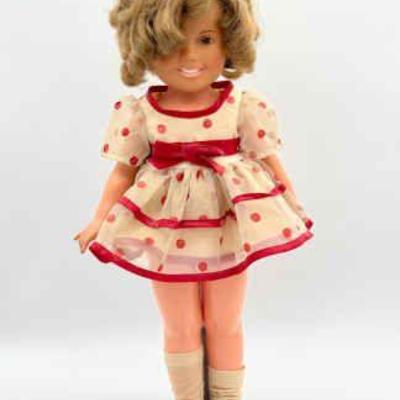 Vintage Ideal 1972 Shirley Temple Doll 16" Vinyl Stand Up Red Polka Dot Dress
