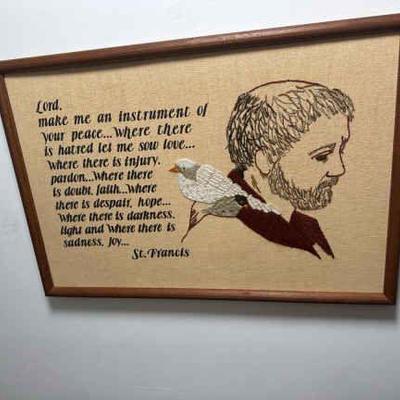 Needlepoint Saint Francis Prayer - Framed

