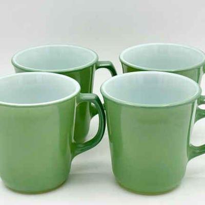 (4) Pyrex Mugs Green
