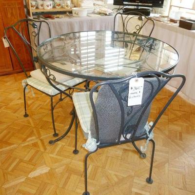 Glass Top Table with 6 Chairs $360