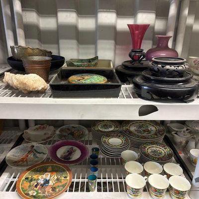 #8040 • Mikasa Bone China, Decorative Plates, Vases, Wooden Display Stands, Ceramic Dishes
