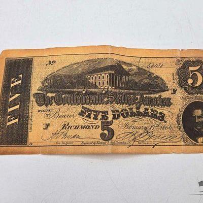 #1532 • Confederate States of America $5 Banknote

