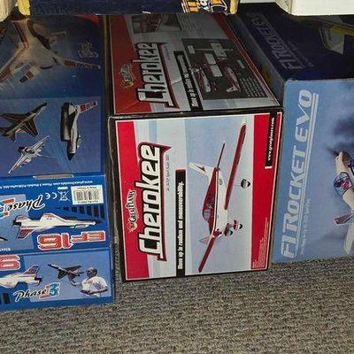 #16058 • 4 RC Airplanes, 2 Phase3 EF16 Planes, Great Planes Cherokee, F1 Rocket Evo
