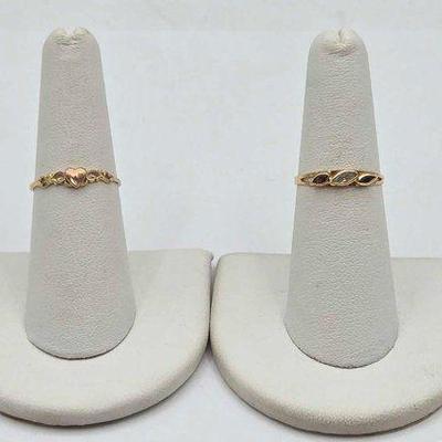 #744 • 14k Gold Ring and 14k Gold Sapphire with Rhinestones Ring, 1.68g
