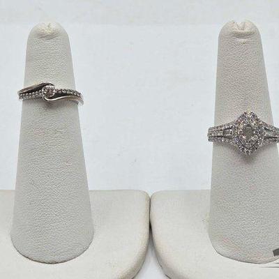 #810 • (2) 10k White Gold with Diamond Rings, 4.90g
