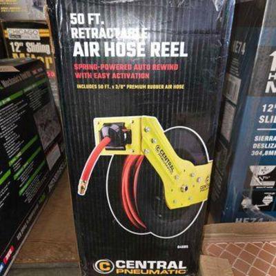#18074 • NEW!!! 50ft. Retractable Air Hose Reel with Premium Rubber Air Hose
