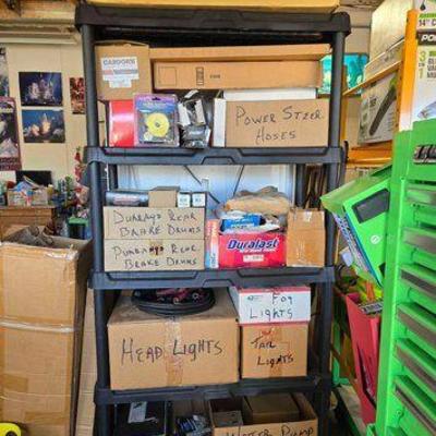 #18090 • Shelf, Power Steer Hoses, Brake Drums, Headlights, Taillights, Water Pump Hoses & More
