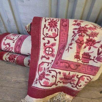 #7002 • Red & White Floral Large Area Rug

