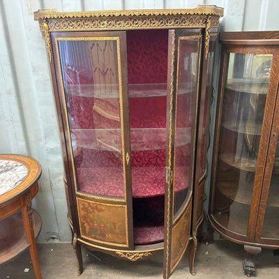 #8022 • 19th Century Vernis Martin French Display Cabinet
