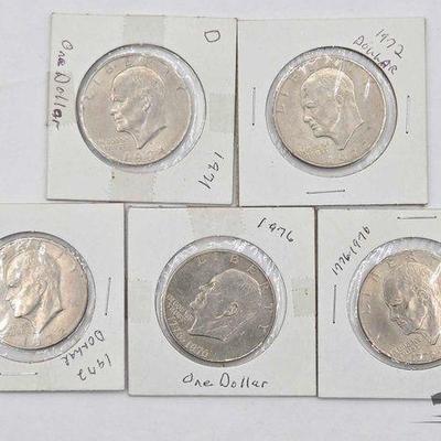#1502 • (5) 1971-1976 Eisenhower Dollars Clad
