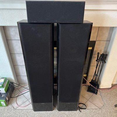 #11514 • (2) Fluance Tower Speakers and (1) Monoprice Center Channel Speaker
