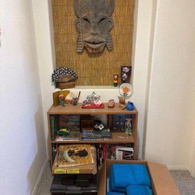 #13006 • Tiki Head, BookShelf with Books and Cassettes
