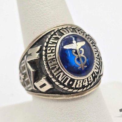 #812 • 10k White Gold and Topaz Class Ring, 19.24g
