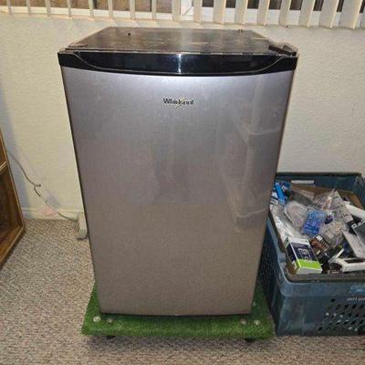 #12006 • Whirlpool Mini Fridge on Furniture Dolly
