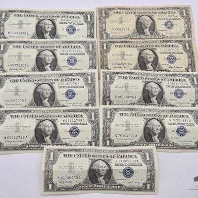#1512 • (9) 1957 One Dollar Silver Certificate
