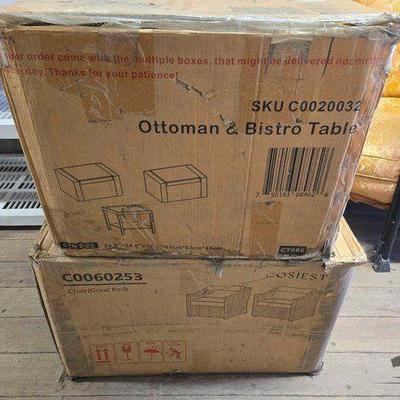 #7100 • NEW!!! Ottoman & Bistro Table & Chair Coral Red
