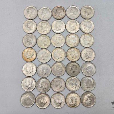 #1408 • (35) Pre 1964 90% Silver Kennedy Half Dollars, 431.81g
