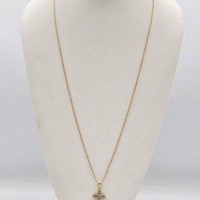#712 • 14k Gold Chain & 10k Gold Cross Pendant with Diamonds, 7.01g
