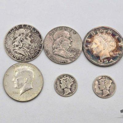 #1500 • (6) U.S. Silver Coins .999, 90% & 40%
