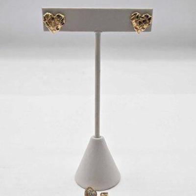 #808 • (3) 10k Gold Earrings with Diamonds and Pendant Loop, 2.65g
