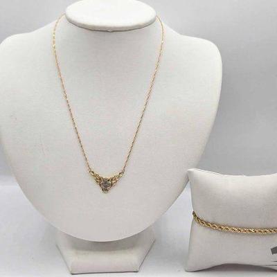 #820 • 10k Gold Necklace and Bracelet, 3.42g
