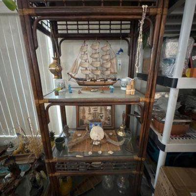 #10014 • Bamboo Glass Top Coffee Table and Shelf
