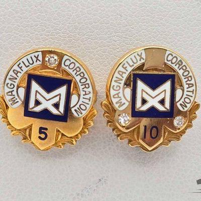 #818 • 10k Gold and Diamond Pins, 4.47g
