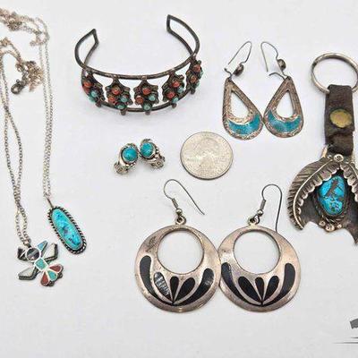 #904 • Sterling Silver Necklaces, Earrings, Bracelet and Keychain, 72.47g
