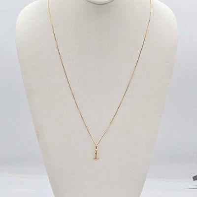 #602 • 18k Gold Necklace with Anchor Pendant, 2.19g
