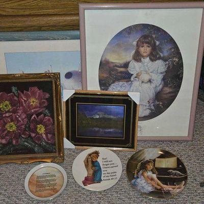 #12528 • Collection of Framed Art and Decorative Plates
