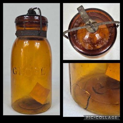 Amber Globe jar with damage